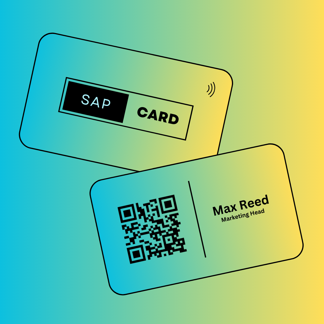 NFC card with colorful geometric design, perfect for creative professionals