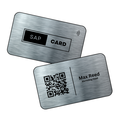 Sleek NFC card with brushed finish and etched contact details